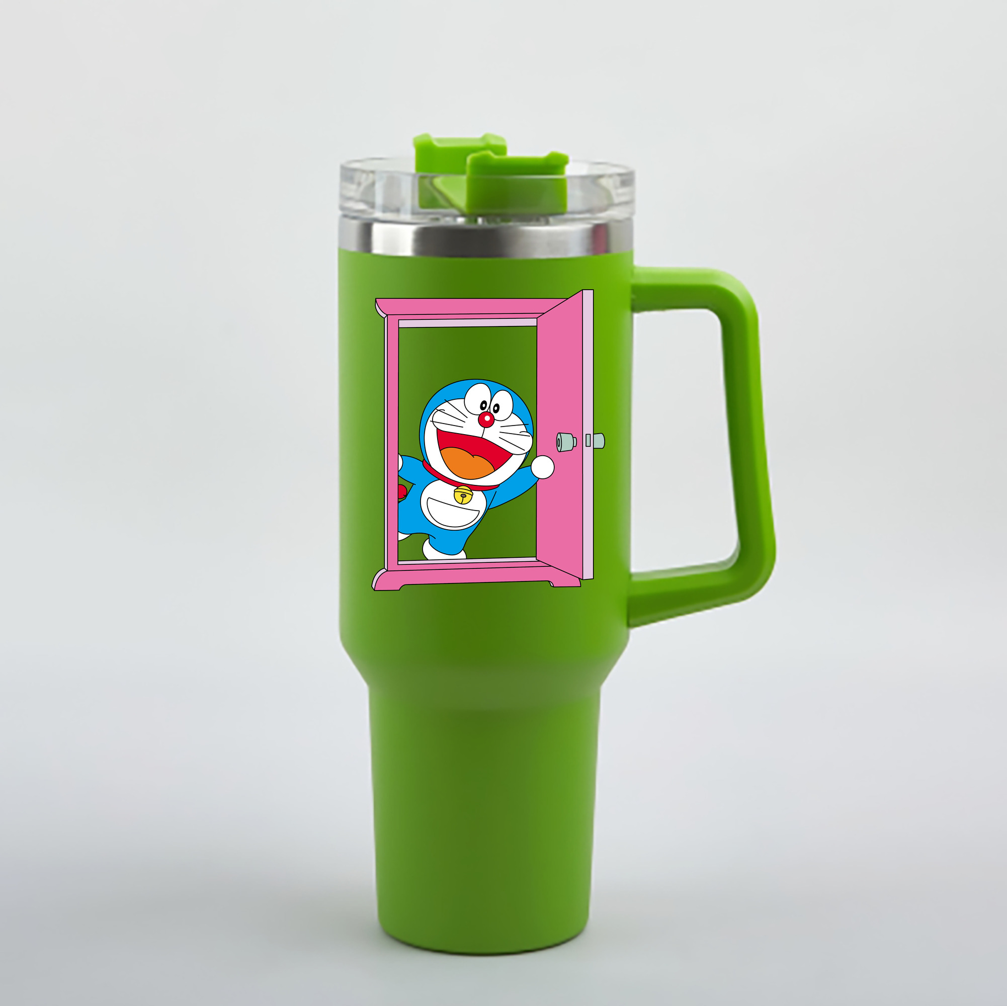 （画像用） ドラえもん Doraemon 1200mL車用タンブラー - クリスタルステッカー（プラスチックストロー付き）